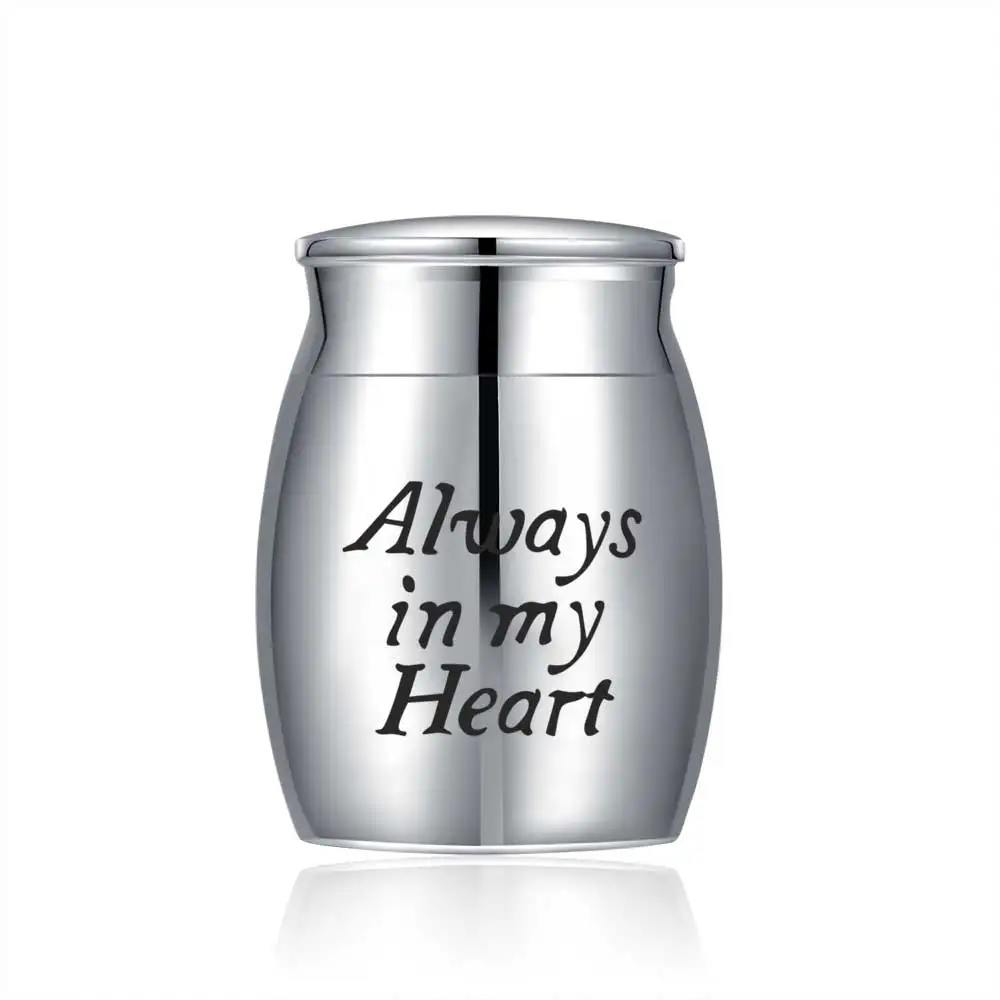 

Mesinya 316L Stainless Steel Memorial Cremation Urn Necklace Keepsake Jewelry For Pet Cat Dog or Man Ashes(always in my heart)