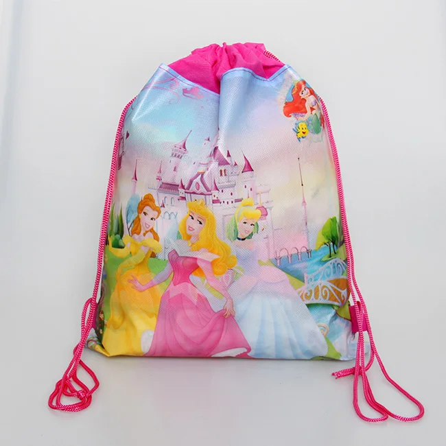 Drawstring bag 1pcs 10 шт./упак. мультфильм бумага "Принцесса" чашка Свадебные украшения одноразовая посуда Платье на день рождения поставки дети стакана воды - Цвет: Drawstring bag 1pcs