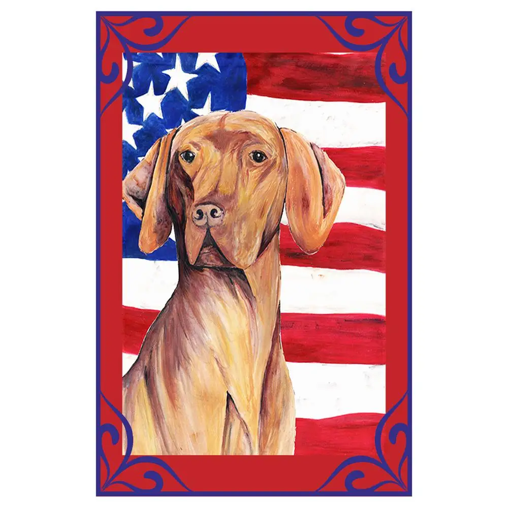 

Drop shipping custom double sided printing 100% polyester 12" x 18" USA American Flag with dog Garden Flag