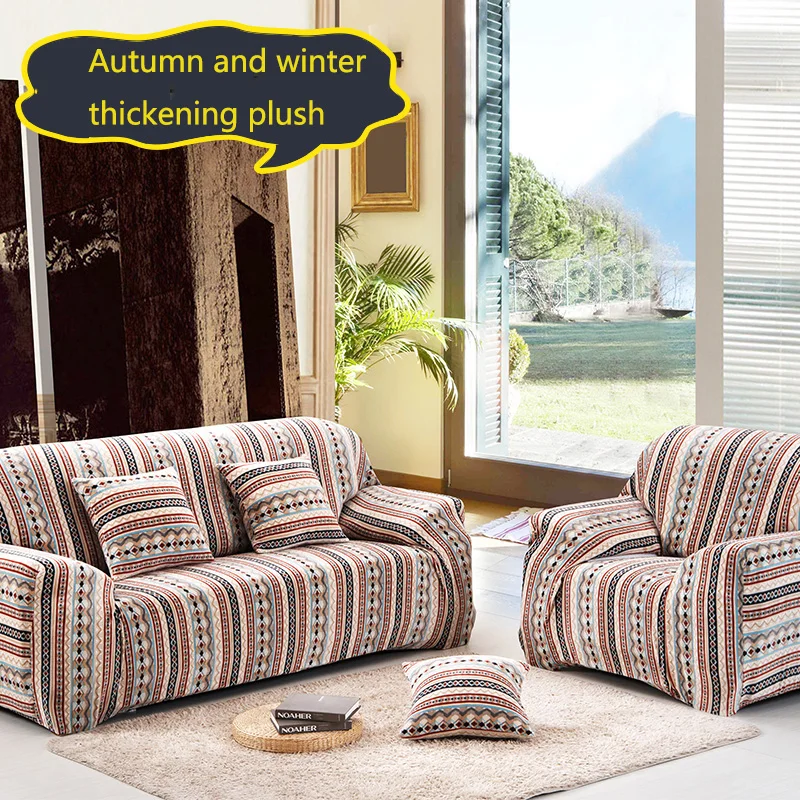 

1/2/3/4 Seat Universal Plush Sofa Cover Thickening Soft Stretch Sofa Cover for Living Room Autumn Winter Slipcovers