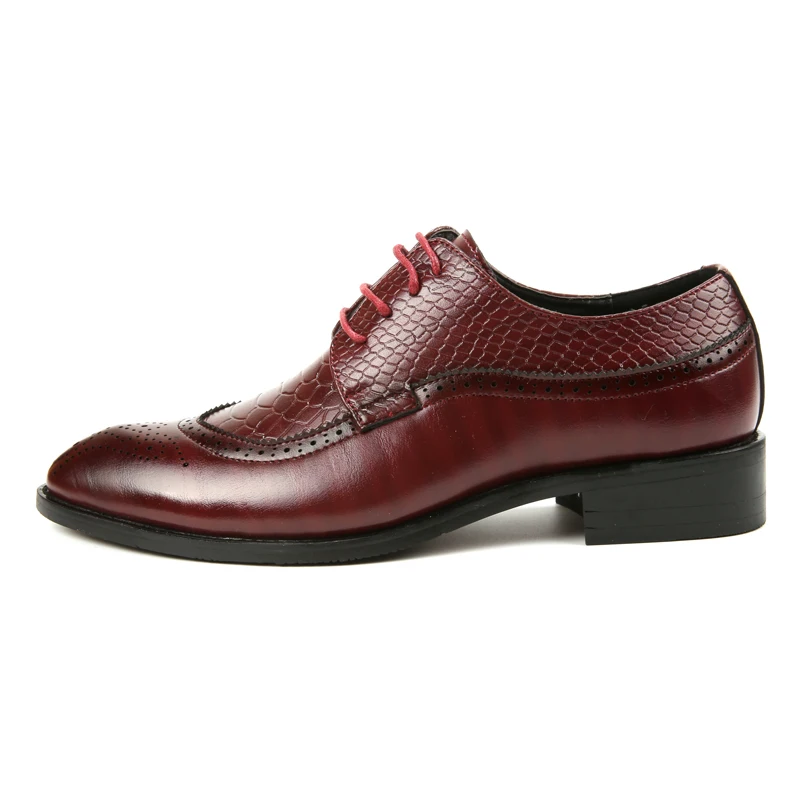 Европейский Мужские модельные туфли г. оксфорды с перфорацией из итальянской кожи мужская обувь люксовый бренд формальная обувь мужские офисные туфли для мужчин - Цвет: Бордовый