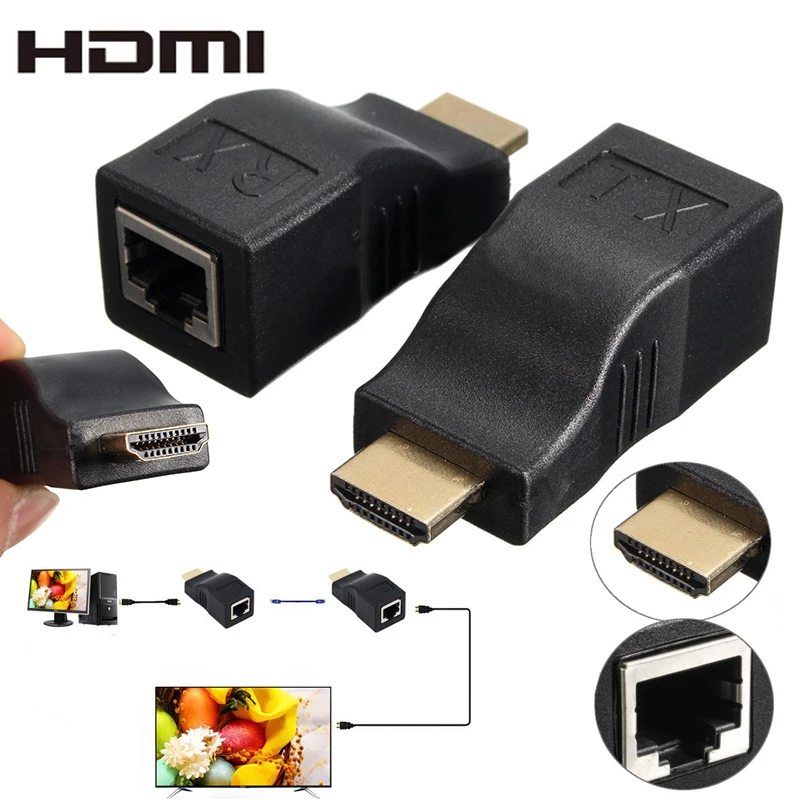 HDMI RJ45 CAT5E CAT6 UTP LAN Ethernet HDMI удлинитель повторитель 1080P ...