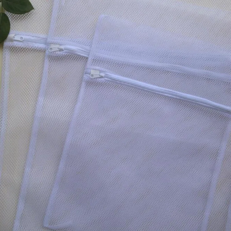 2Pcs Zippered Mesh Laundry Wash Bags Foldable Thicken Delicates Lingerie Underwear Washing Machine Clothes Protection Net 8CX691 laundry bag laundry bags lingerie washing bag