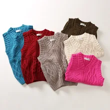 Детские вязаные свитера, жилет хлопковая одежда без рукавов для мальчиков, джемпер, детский жилет с v-образным вырезом, верхняя одежда, свитер для мальчиков