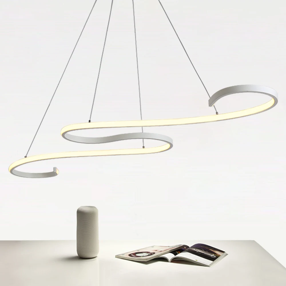

Modern LED Chandeliers Lights Dimmable with Remote Control For Dining Room Kitchen Fixture Wave Shape Hanging Living Room