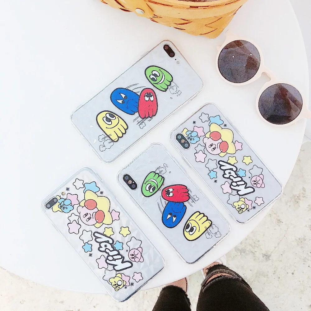 ORYKSZ For iPhone x Case Cartoon Tpu Transparent Matte Patterned Phone Silicone Cover 8 6 6S 7 Plus Back Coque |