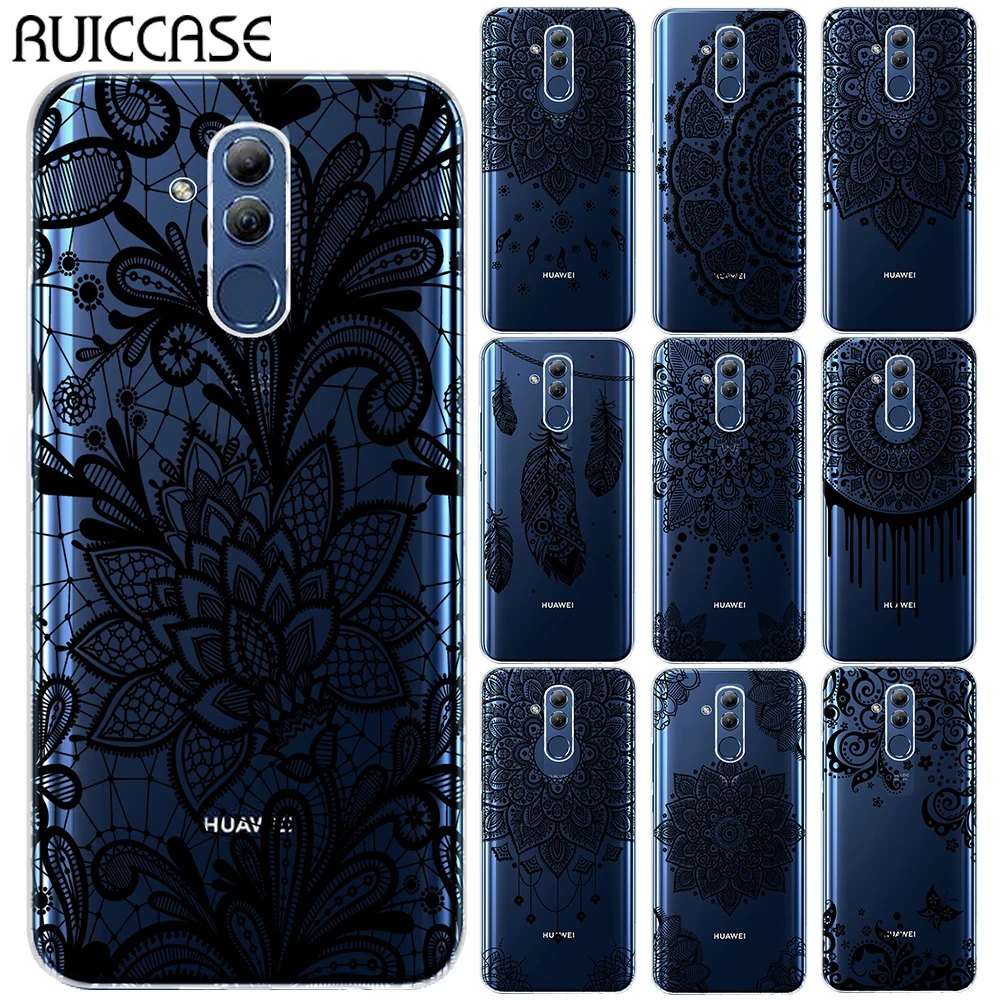 Пикантные черные цветочный чехол для huawei Коврики 10 20 Lite Pro Honor 9 10i 8X 8C 7A примечание