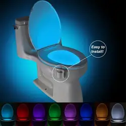 Туалетный датчик светодио дный человеческого движения Активированный PIR 8/16 цвета автоматический ночное освещение RGB аксессуары для ванной