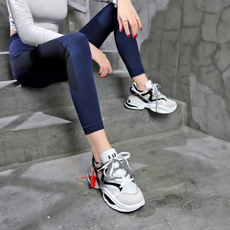 

Fashion women's casual shoes plus Harajuku sneakers air cushion high to help platform breathable wave lightweight sneakers