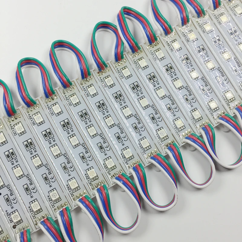 HTT 200pcs LED 5050 3 LED Module 12V waterproof RGB Color changeable