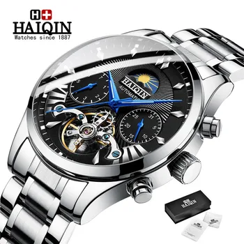 Automatic Mechanical Clock Mens Watches Top Brand Luxury HAIQIN Watch Men Business Tourbillon Sport Wristwatch Relogio Masculino agelocer luxury brand gold steel men s automatic wristwatch fashion dress business sport watch men clock relogio masculino 2018
