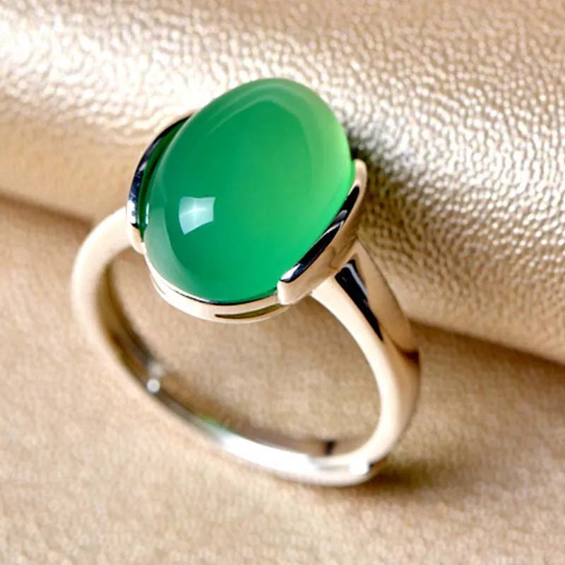 Najtaniej Oryginalna prawdziwa czysta solidna 925 Sterling Silver Rings dla kobiet zielona Fine Jewelry Natural chryzopraz kobieta srebrny pierścień prezent