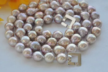 

Lavender 13mm round keshi reborn freshater pearl necklace 33inch