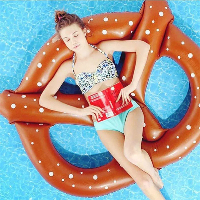 Летний бассейн кольцо гигантский надувной крендель плавательная игрушка плавание кольцо водный плот кольца для взрослых детей малышей - Цвет: Coffee