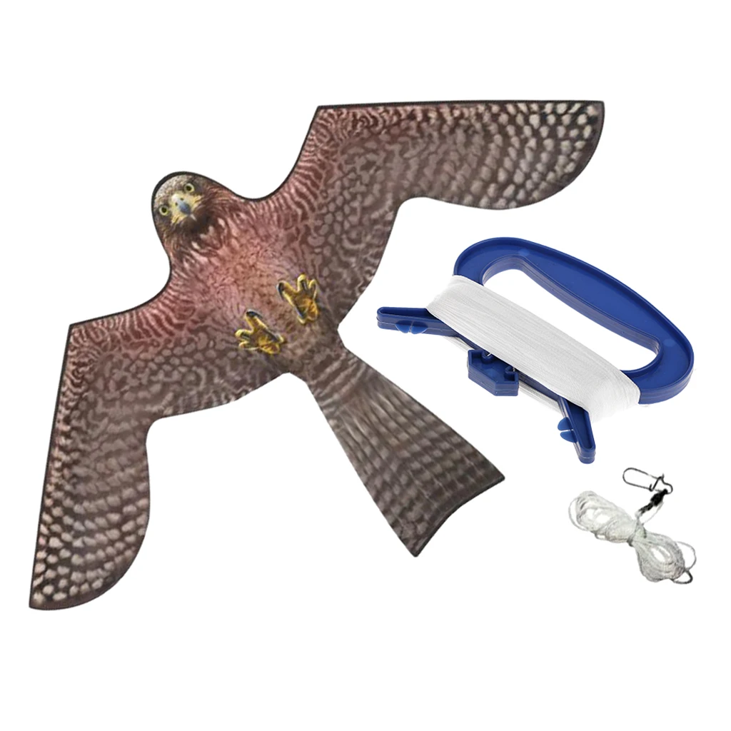 100m Handle Line Outdoor Fun Sports Eagle Kite Flying Bird Kites Scarer Scarecrow for Garden Guard Protection