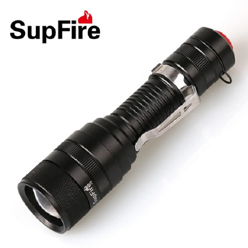

SupFire F5 Zoom led flashlight CREE XM-L2 1100lm 5 Mode tactical Flashlight by 18650 Battery for Hiking/Driving tour/Camping