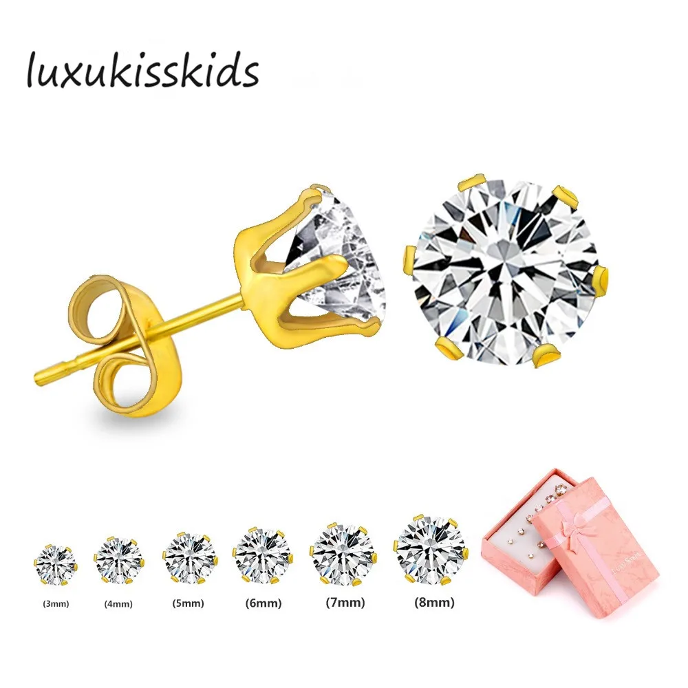 

LUXUKISSKIDS 6 Pairs/Box Women/Girls Classic Stud Earrings Set With Gift Box Colorful Round Gem Earrings Set in Jewelry