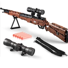 Маленькая частица в сборе строительный блок игрушечный пистолет 98 K винтовка может запускать мягкие пули, чтобы есть куриный пистолет для мальчиков подарок на день детей