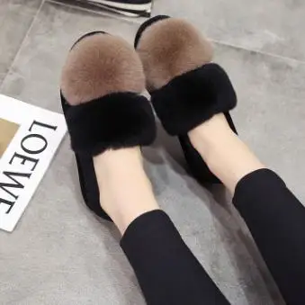 

2018 new women's single shoes Korean version of the wild non-slip hairy single shoes.