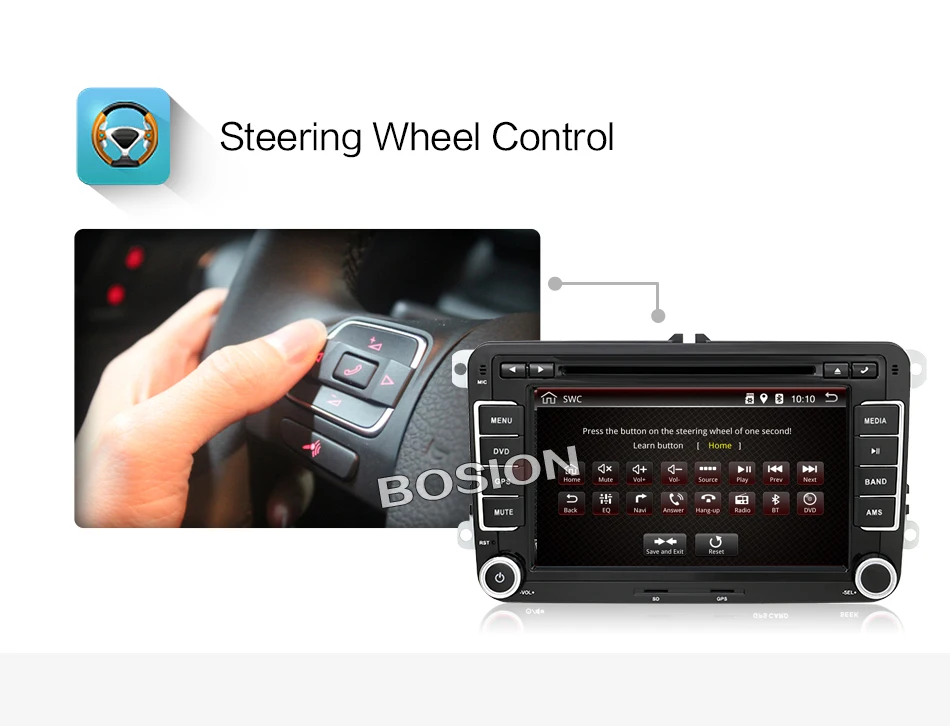 Bosion Android автомобильный DVD gps навигация Wifi+ Bluetooth+ радио Авторадио 2 Din для Volkswagen GOLF 4 5 6 POLO PASSAT Turan TIGUAN