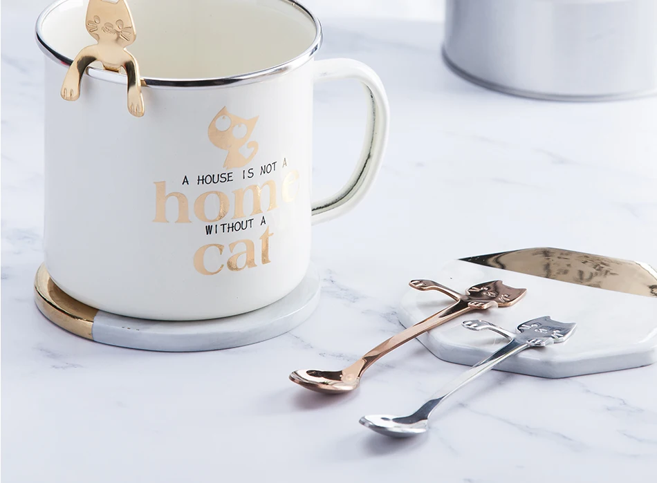 Mealivos, кофейная/чайная ложка из нержавеющей стали, мини-кошка, с длинной ручкой, креативная ложка, питьевые инструменты, кухонный гаджет, столовые приборы