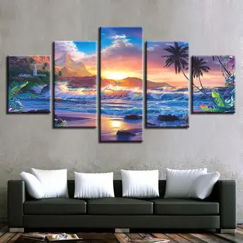 

Canvas Wall Art 5 PCS HD Canvas Print Christian Riese Lassen Seascape Art Ocean Home Decor