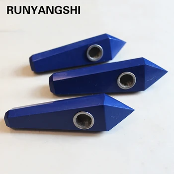 

Artificial lapis lazuli crystal pipe 1pcs Natural quartz crystal labradorite stone smoking pipe to heal Runyangshi YQ53