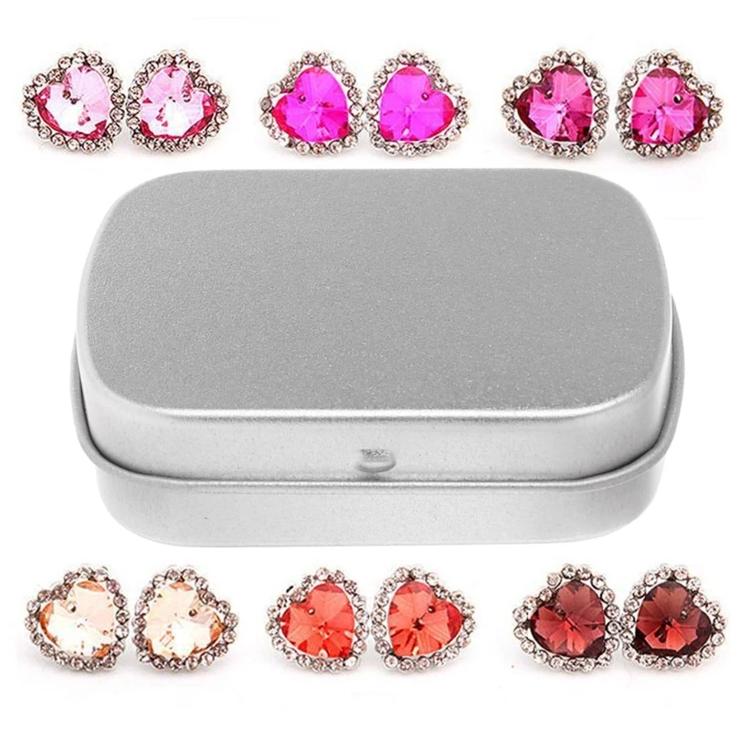 Storage Box Mini Jewelry Candy Coin Key Organizer Tin Flip Silver Gifts Packing 