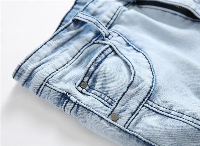 2018 Осенние новые мужские рваные полосы светло-голубые узкие Стрейчевые джинсы мужские брюки больше размера 28-36 38 40 42