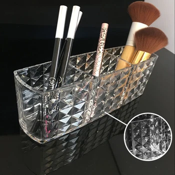 

Clear Acrylic Makeup Brushes Holder Lipstick Storage Box Case Desktop Pencil Pen Organizer Cosmetic Jewelry Display Container