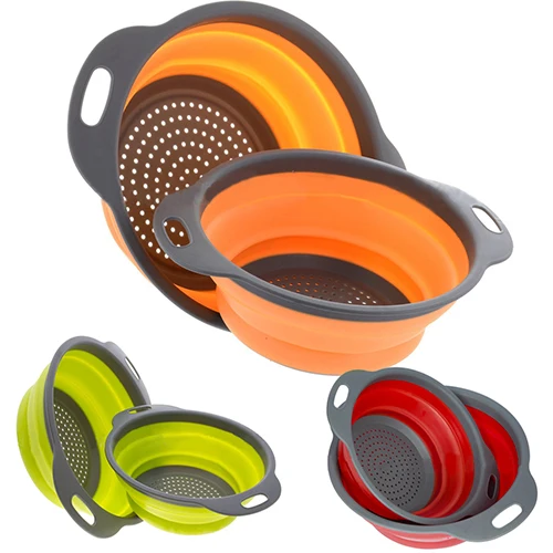 

2Pcs/Set Flexible Folding Filter Fruit Vegetable Storage Organizer Drain Basket
