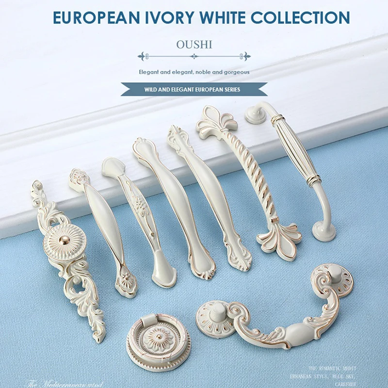

Lvory White Handle Decor European Metal Solid Drawer Cabinet Cupboard Jewelry Wardrobe Home Lmprovements Home Kitchen Hardware
