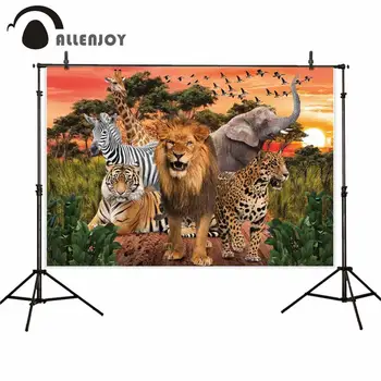 

Allenjoy background for photo african animals elephant lion safari photography backdrop photocall photobooth shoot