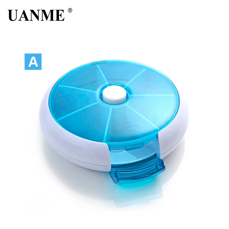

UANME Mini Care Multi Slot Pill Medicine Vitamin Storage Box Organizer Cover Portable Pill Case Weekly Rotating Drug Small box