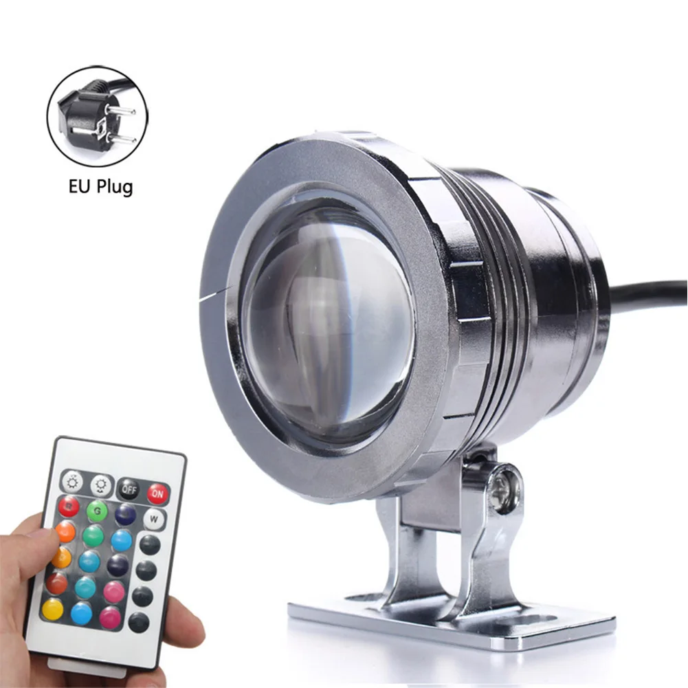 10W Underwater Spot Light Remote Control IP68 Fountain Pool Pond Waterproof UV Aquarium Lamp RGB | Лампы и освещение