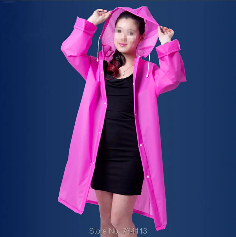 Long style Women raincoat outdoor solid color rainwear waterproof