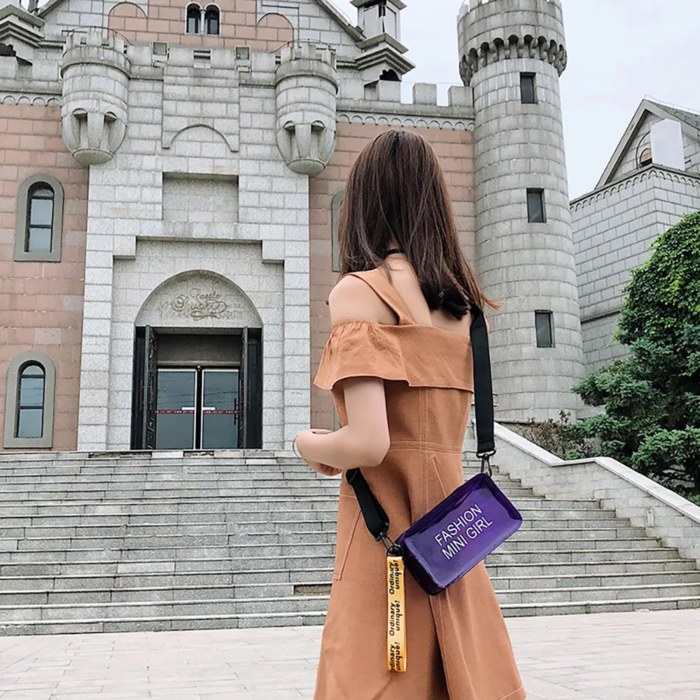 2019 woman transparent jelly shoulder city walking diagonal small square bag fanny pack pretty sexy waterproof package 40J4 (10)