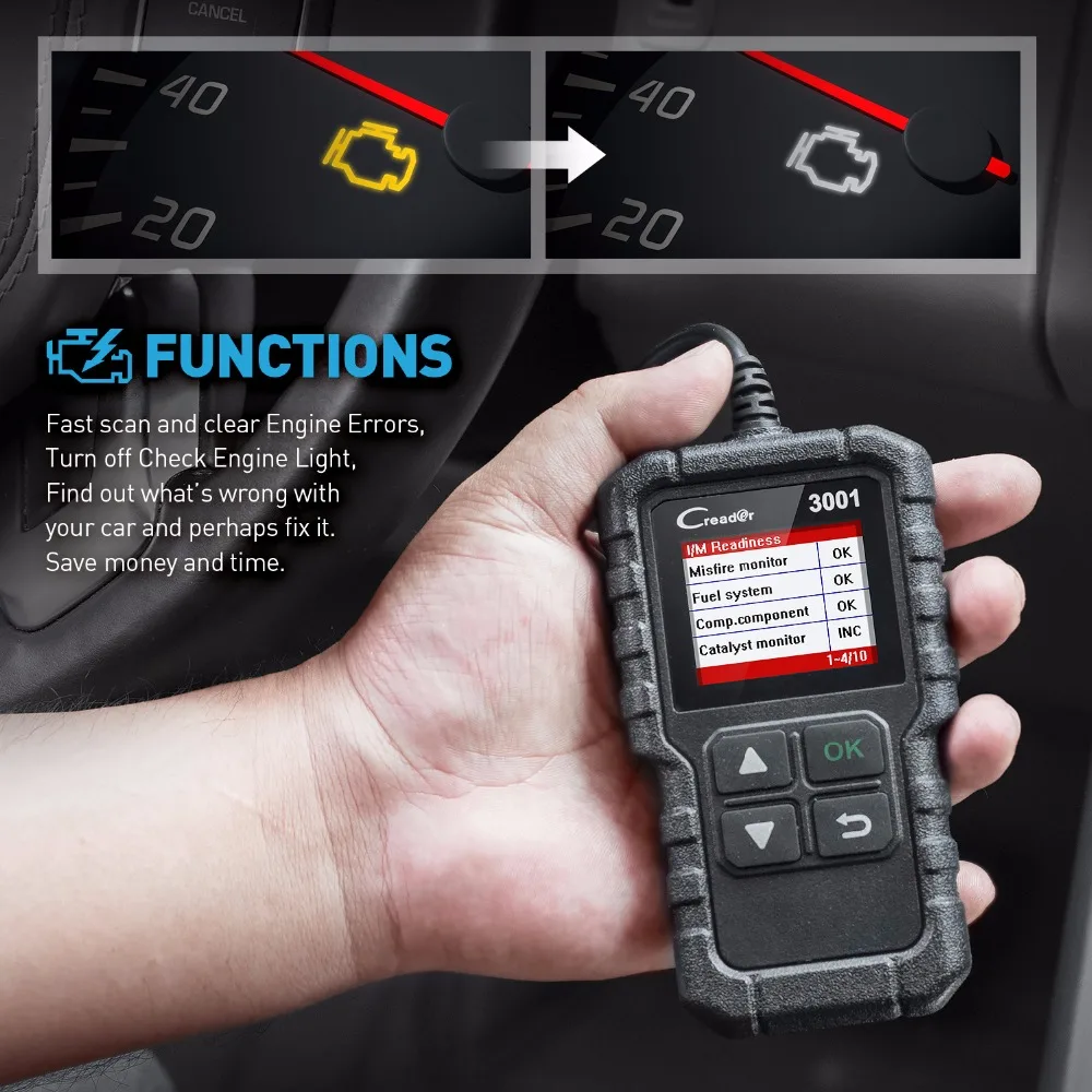 Считыватель кодов LAUNCH X431 CR3001 OBD2 автомобильный считыватель с поддержкой Full OBDII/EOBD
