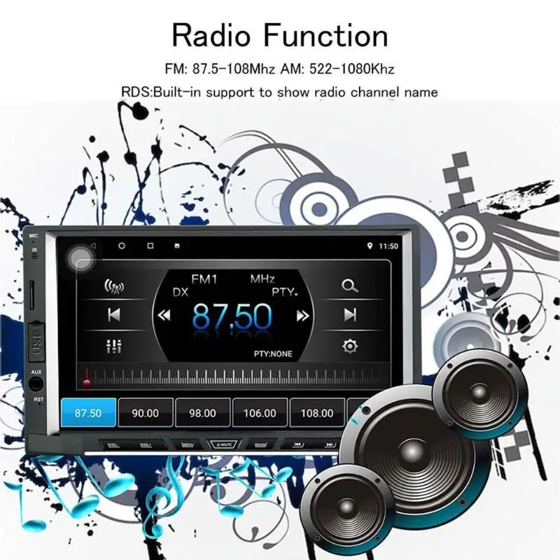 Best 2 Din android car radio 7 Inch Touch  Android 8.1 Car Stereo MP5 Player GPS navigation Support GPS Navi FM Radio WiFi Carplay 7