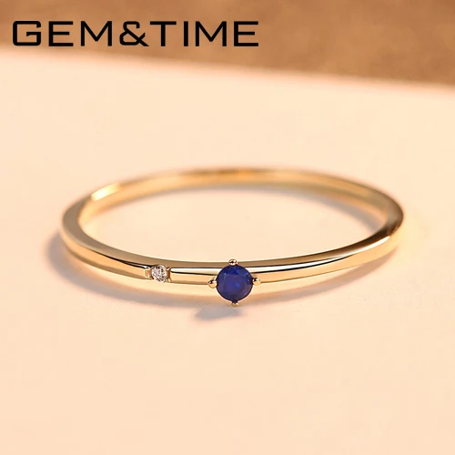 Gem& Time корейские кольца с голубым сапфиром из золота 14 к для женщин топаз тонкое ювелирное изделие для помолвки из желтого золота AU585 R14007 - Цвет камня: Blue