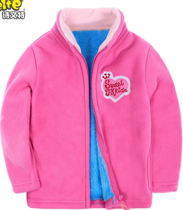 

Boys and girls children's clothing new winter coat solid color trend of cartoon child coat thicker fleece cardigan jacket