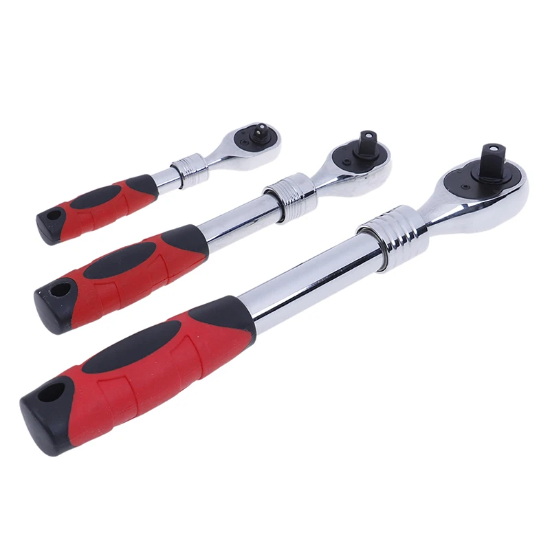 1pc CR-V Flexible Ratchet Wrench 1/4" 3/8" 1/2" Socket Driver Allen Key  72 Teeth Ratchet Spanner Wrench Length Adjustable