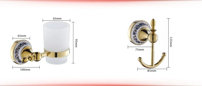 Европейские золотые керамические аксессуары для ванной комнаты, хромированное оборудование для ванной комнаты, набор настенных латунных аксессуаров для ванной qy1