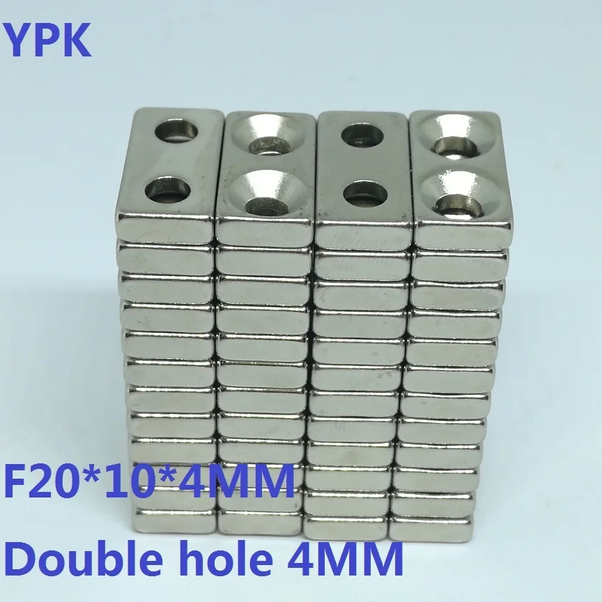 5 10 20 шт./лот NdFeB магнит 20*10*4 мм двойное отверстие D4mm Неодимовый отверстие Блок N35 Магнит 20x10x4 мм 20 мм x 10 мм x 4 мм