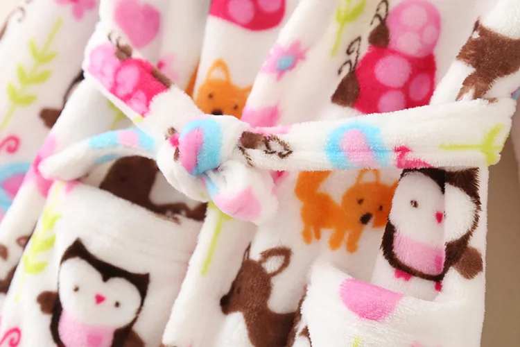 Высококачественная мягкая тепловая фланеливая Ткань банные пижамы банный халат для мальчиков Детская домашняя одежда с милым рисунком Совы и леопарда для девочек