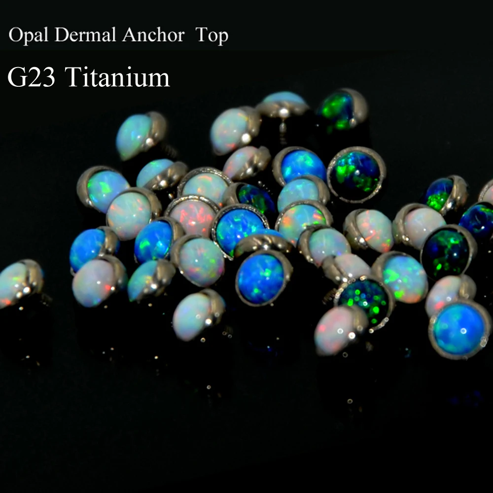 5 Pz G23 Titanium Opal Stone Dermal Anchor Top Penetranti Del Corpo Dei Monili Accessori-Jewelled Disco Micro Skin Diver Cutanea Piercing