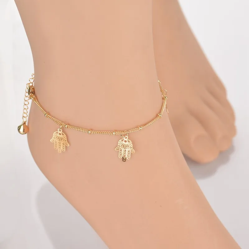 Модные Будда золотого цвета Хамса рука лодыжки браслет для женщин ноги Браслет ножные браслеты ювелирные изделия энкельбандье tobilleras pulsera