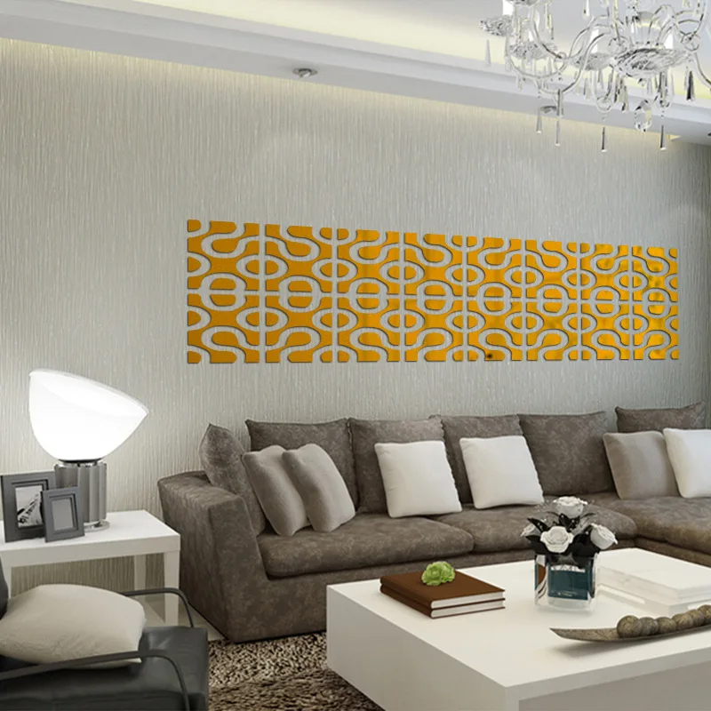 

MEYA Modern Design DIY Acrylic Mirror Wall Art Home Decor 3D Wall Sticker for Living Room TV Sofa Background Decorative Decals