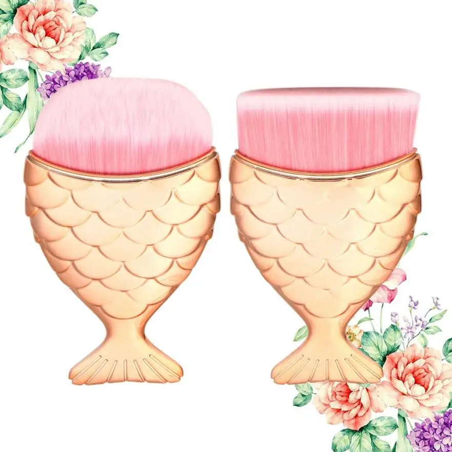 

1PCS/2PCS Mermaid Fish Scale Makeup Brush Fishtail Bottom Powder Blusher Cosmetic Makeup Brush Rose Gold Freeshipping 30p1221