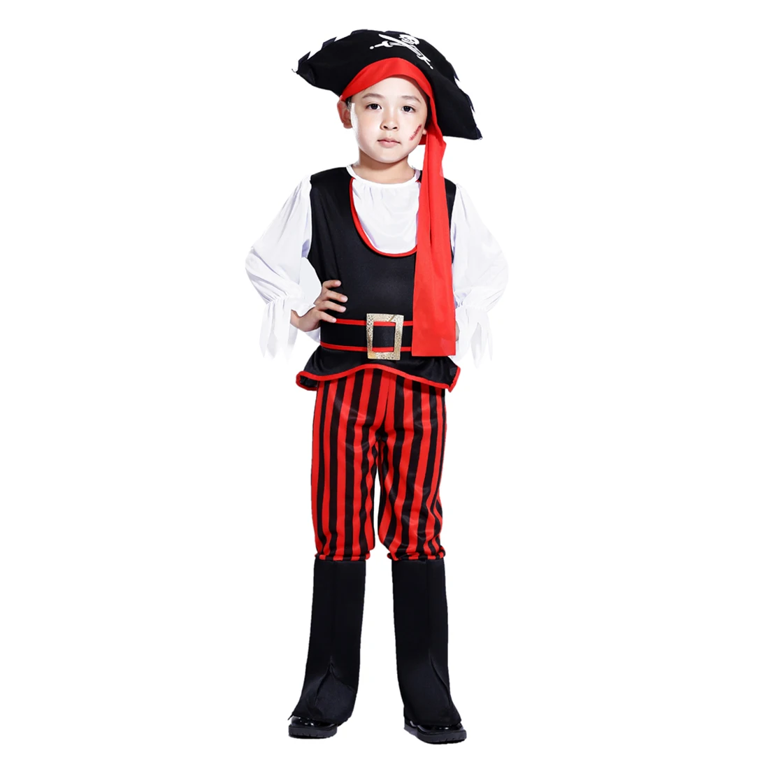 Костюм пирата на Хэллоуин Детский костюм пирата для мальчиков с пиратский нож Пиратский крюк для От 4 до 6 лет-М размера